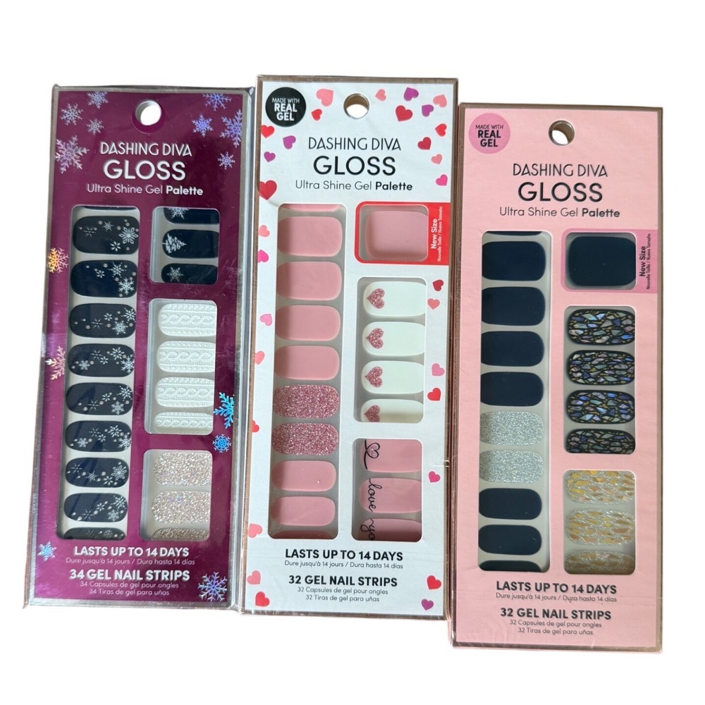 Dashing Diva Gel Nail Strips Bundle 3pk What a Flake Love Notes Lapis Lazuli